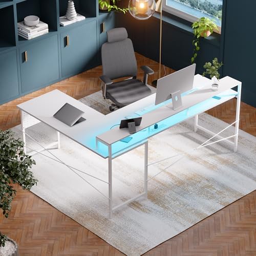 Pamray 64 Inch L Shaped Gaming Desk with Monitor Stand and Power Outlets - Image 2