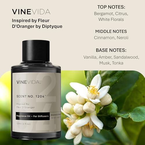 VINEVIDA [4 Fl Oz] Scent NO. 1204 Fragrance Oil for Cold Air Diffusers, Aromatic Notes of Bergamot, Citrus & White Florals Essential Oils for Diffuser Oil Refill & Air Freshener Room Spray - Image 2