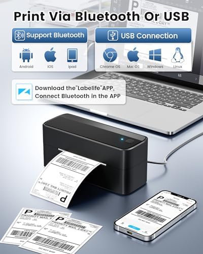 Phomemo 241BT Thermal Label Printer & Holder & 20Pcs Labels - Image 2