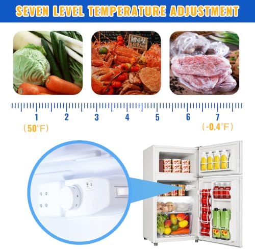 WANAI 3.5 Cu.Ft White Mini Fridge With Freezer Compact Refrigerator Dorm - Image 5