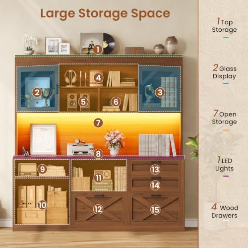 SEDETA 69" L Shaped Standing Desk with 4 Drawers, Storage Bookshelf - Image 5