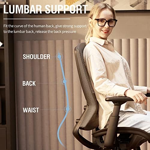 Ergonomic Mesh Office Chair,Comfy Computer Desk Chair - BIFMA 5.1 Certified Commercial Swivel Task Chair for Home Office - Adjustable Lumbar Support & Armrests,Tilt Function,Wide Seat - Image 4