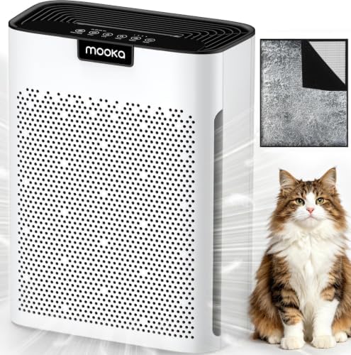 MOOKA Air Purifier for Home Bedroom Large Room 2200 Ft², HEPA Filter, White by MOOKA