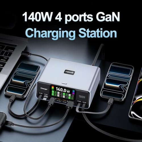 8-in-1 Retractable Charger,USB C Charging Station for Multiple Devices,Desktop Charger with Smart Display, 4 Retractable Cords Charger Compatible with Laptops, Tablets, iPhone 17,iPad - Image 2