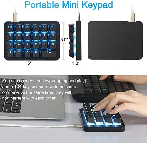 Koolertron One-Handed Macro Keyboard, 23-Key Red Switch Gaming Keypad - Image 2