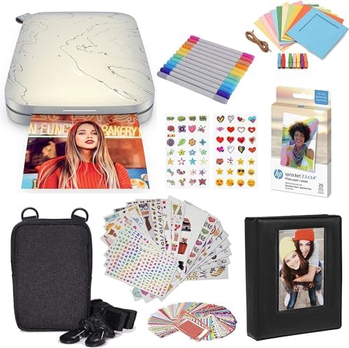 HP Sprocket Select Portable Instant Photo Printer for Android and iOS Devices (Eclipse) Starter Bundle by HP