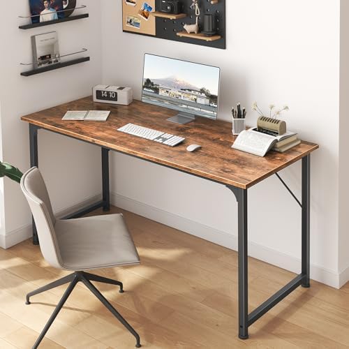 Huuger Computer Desk, 48 Inch Office Desk, Gaming Desk with Storage, Writing Desk Work Desk for Home Office, Study, Modern Simple Desk, Large Legroom, Metal Frame, Rustic Brown - Image 6