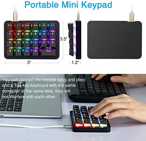 Koolertron One-Handed Macro Keyboard, 23-Key RGB Gaming Keypad - Image 3