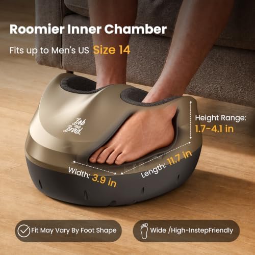 BOB AND BRAD Foot Massager Machine with Heat, FSA Eligible HSA Shiatsu Foot Massager for Plantar Fasciitis & Neuropathy with Kneading & Compression, Cordless Remote Control, Gift for Family, Size 14 - Image 3