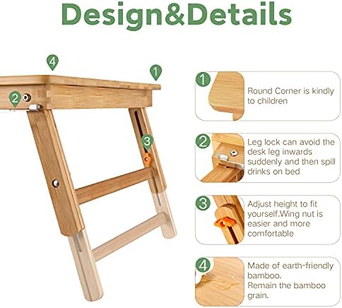 Nnewvante Large Floor Desk Foldable Tray for Adults, Bamboo 33.5 x 17.7in - Image 5