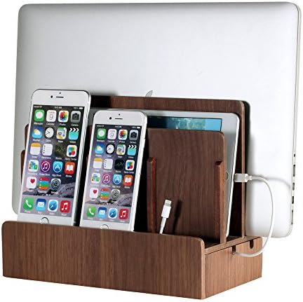 G.U.S. The Original Multi Charging Station | Home Office Desktop Charging Station for Multiple Devices | for Laptops, Tablets, Smart Phone | Phone Holder, Station Dock & Organizer - Walnut by GreatUsefulStuff