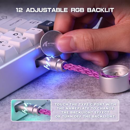 ATTACK SHARK C07 Custom Braided Aviator Cable with Light Up RGB-Purple - Image 3