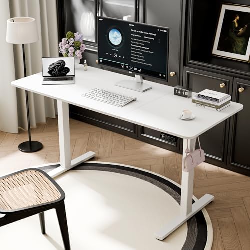 ERGOMAKER 55"x24" Standing Desk, Height Adjustable Sit-Stand Office, White - Image 2