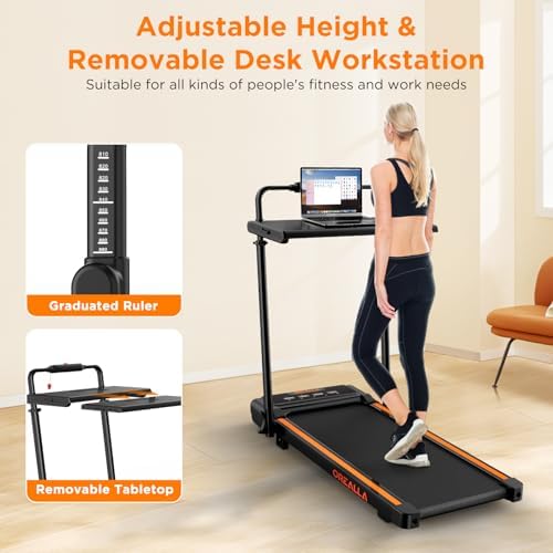 Walking Pad with 12% Incline, Under Desk Walking Pad Treadmill with Handle Bar & Removable Desk Workstation, 3 in 1 3.5HP Foldable Treadmill 300lbs Capacity for Home Office with Remote Control - Image 4