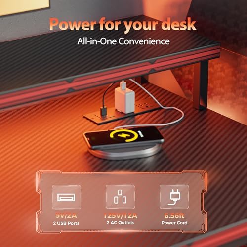 Mericonia 52 inch Gaming Desk with Drawers, Reversible Computer Desk, Black - Image 4
