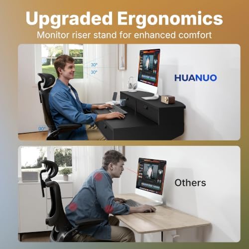 HUANUO 32 x 20 Inch Electric Standing Desk with 4 Drawers, Black - Image 5
