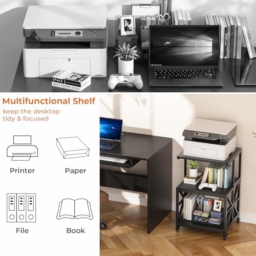 GreenForest Printer Stand with Lockable Wheels, Heavy Duty Printer Table - Image 6