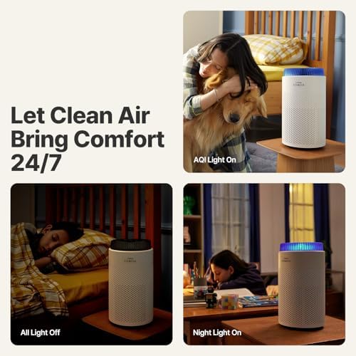 COWAY Air Purifier for Bedroom up to 500 ft², HEPA and Deodorization Filter for Smoke, Allergies, Pet Dander, AQI Monitor, Auto Mode, Filter Indicator, Night Light, 2yr Warranty, Airmega 50 White - Image 5