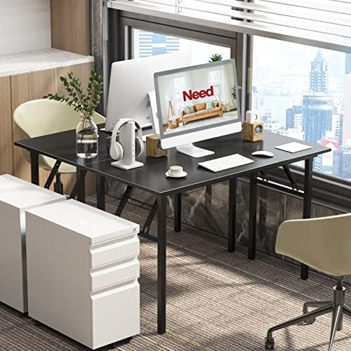 Need Office Computer Desk 39.3 Inch Sturdy Folding Laptop Table Black - Image 5