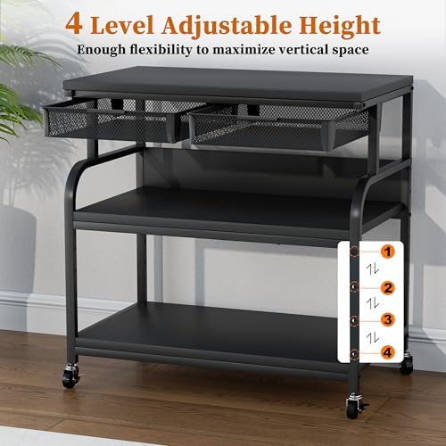 EasyCom 32.3"×18.9" XL Printer Stand with Double Drawers & Wheels - Image 4