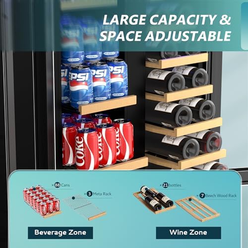 EUHOMY 24 Inch Wine and Beverage Refrigerator, Dual Zone Wine Cooler - Image 4