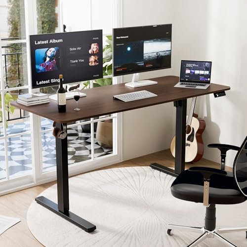 55"x24" Standing Desk, Height Adjustable Sit-Stand Home Office, Walnut - Image 2