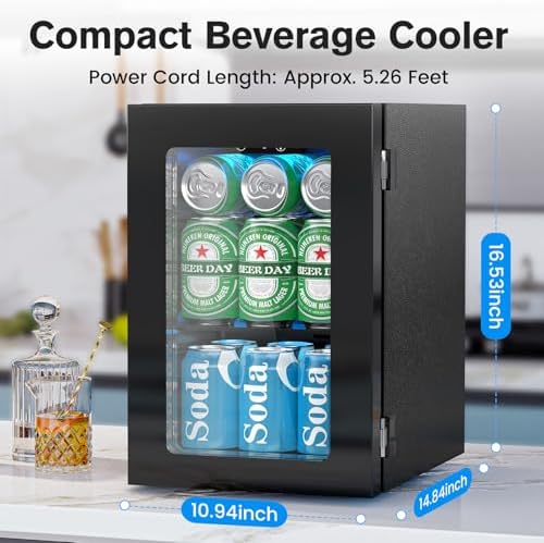 Electactic 24 Cans Beverage Refrigerator Cooler, Mini Fridge Countertop Drink Cooler for Soda, Canned Beer, Adjustable Digital Temperature Control for Home Dorm Office, Black - Image 6