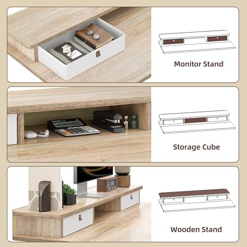 TIQLAB 40 * 24 inch Standing Desk with Two Drawers&Top Shelf, Maple - Image 4
