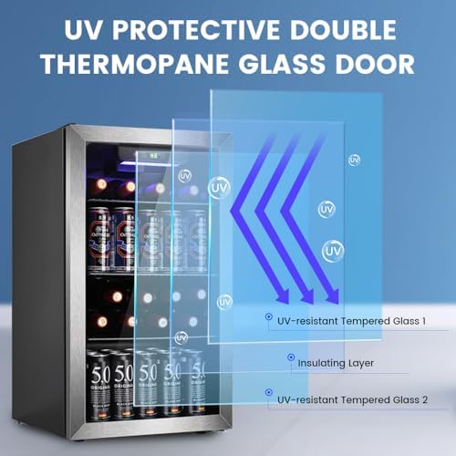 Electactic Mini Fridge 130 Can Beverage Refrigerator Cooler, 3.2 Cu.Ft Drink Fridge forSoda Wine Beer, Digital Temperature Control Cooler for Home, Dorm, Bar - Image 5