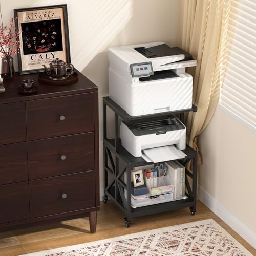 GreenForest Printer Stand with Lockable Wheels, Heavy Duty Printer Table - Image 3