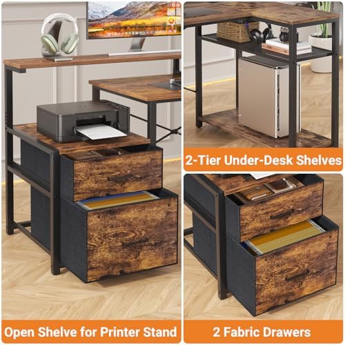 Aheaplus L Shaped Desk with File Drawer, Reversible L Shaped Gaming Desk - Image 6