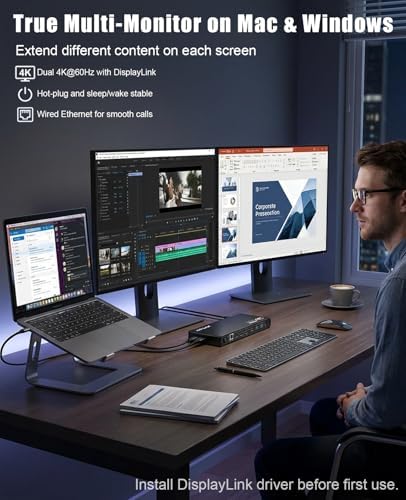 WAVLINK Displaylink Docking Station Dual 4K@60Hz Monitor for Mac, Windows - Image 3