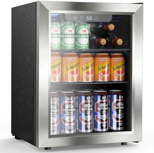 Electactic Mini Fridge 68 Can Beverage Refrigerator Cooler, 1.7 Cu.Ft Drink Fridge forSoda Wine Beer, Digital Temperature Control Cooler for Home, Dorm, Bar by Electactic