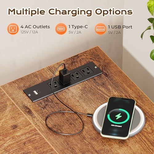 Huuger 63 Inch L Shaped Desk with Power Outlets & 0.95 Inch Thicker Desktop - Image 4