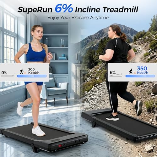 Superun Walking Pad with 6% Incline, Under Desk Treadmill, 3 in 1 Portable Treadmills for Home with Remote Control LED Display, 2.5 HP Quiet Mini Treadmill for Office Home Use, 300 Lbs Capacity - Image 3