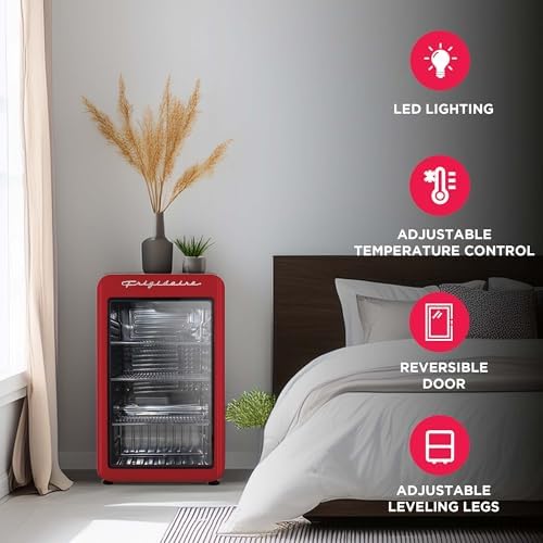 Frigidaire Retro Compact Refrigerator with Glass Door, 3.2 cu ft Countertop Fridge, Rounded Corners, Premium, for Office, Bedroom, Dorm Room, Cabin - Image 3