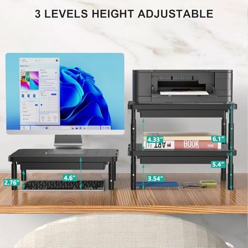 WALI Computer Monitor Stand with Storage, Monitor Riser 3 Height Adjustable - Image 3