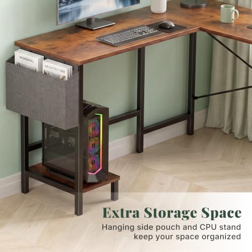 L Shaped Computer Gaming Desk with PC Stand for Home Office - Image 4