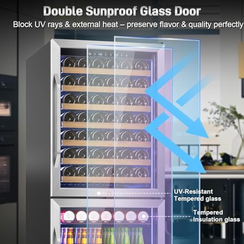 Velivi 24''Wine and Beverage Refrigerator 2 IN 1 Dual Zone Tall Wine Cooler - Image 7