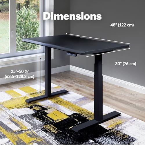Vari ComfortEdge 48x30 Inch Adjustable Electric Standing Desk – Sit Stand VariDesk with Memory Presets, Sloped Edge, 220 LB Capacity + Tool-Free Assembly (Black Top/Black Legs) - Image 2
