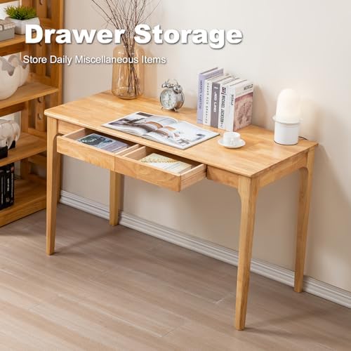 Solid Wood Desk, Gaming Study Home Office Desks for Work, Student PC Desk for Bedroom, Small Computer Desk for Small Spaces, Easy to Assemble (Wood Color, 47inch) - Image 5