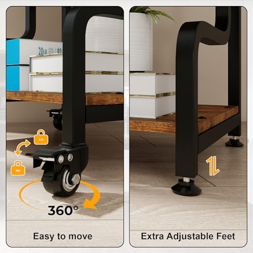 Natwind Stylish 3 Tier Printer Stand, Office Desk Side Storage Shelf,Retro - Image 5