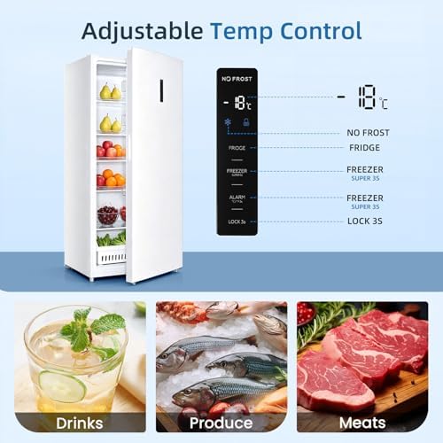 Antarctic Star 21.2 Cu.Ft Convertible Freezer Refrigerator,Upright fridge with powerful LED light，Reversible door for Kitchen,Dorm and Office,White - Image 2