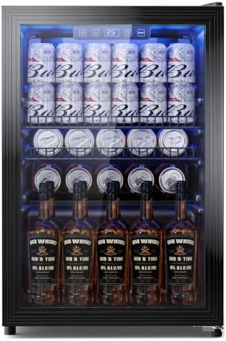 Tehanld 2.5 Cu.Ft Beverage Fridge, Glass Door Mini Fridge, Black, 96 Can by Tehanld
