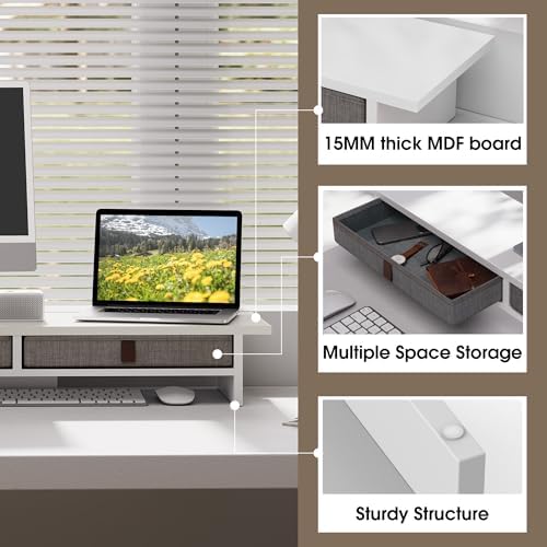 Fenge 35 Inch Monitor Stand with Drawer Storage, Computer Riser for Desk - Image 3