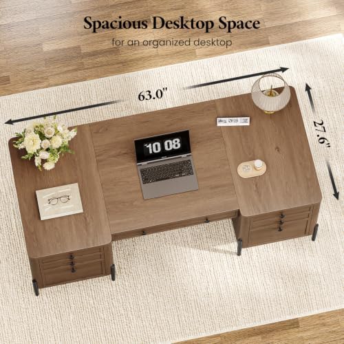 63" Executive Desk with 6 Drawers & 2 Storage Cabinet - Image 3