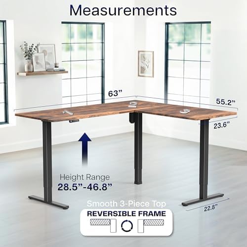 VIVO Rustic Vintage Brown 63 x 55 in Corner Standing Desk, DESK-E3CTN - Image 5
