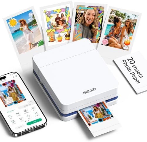 Nelko PP01 Photo Printer, 2x3 Portable Photo Printer, Mini Printer, White by NELKO