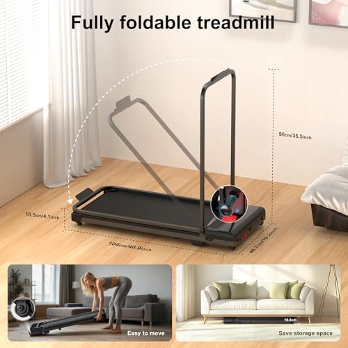 Walking Pad Treadmill for Home with Handle Bar Foldable Under Desk Terluxra - Image 6