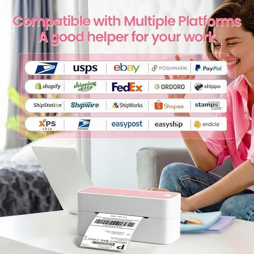 Phomemo 241BT Thermal Printer Pink & Holder & 20Pcs 4x6 Labels - Image 6
